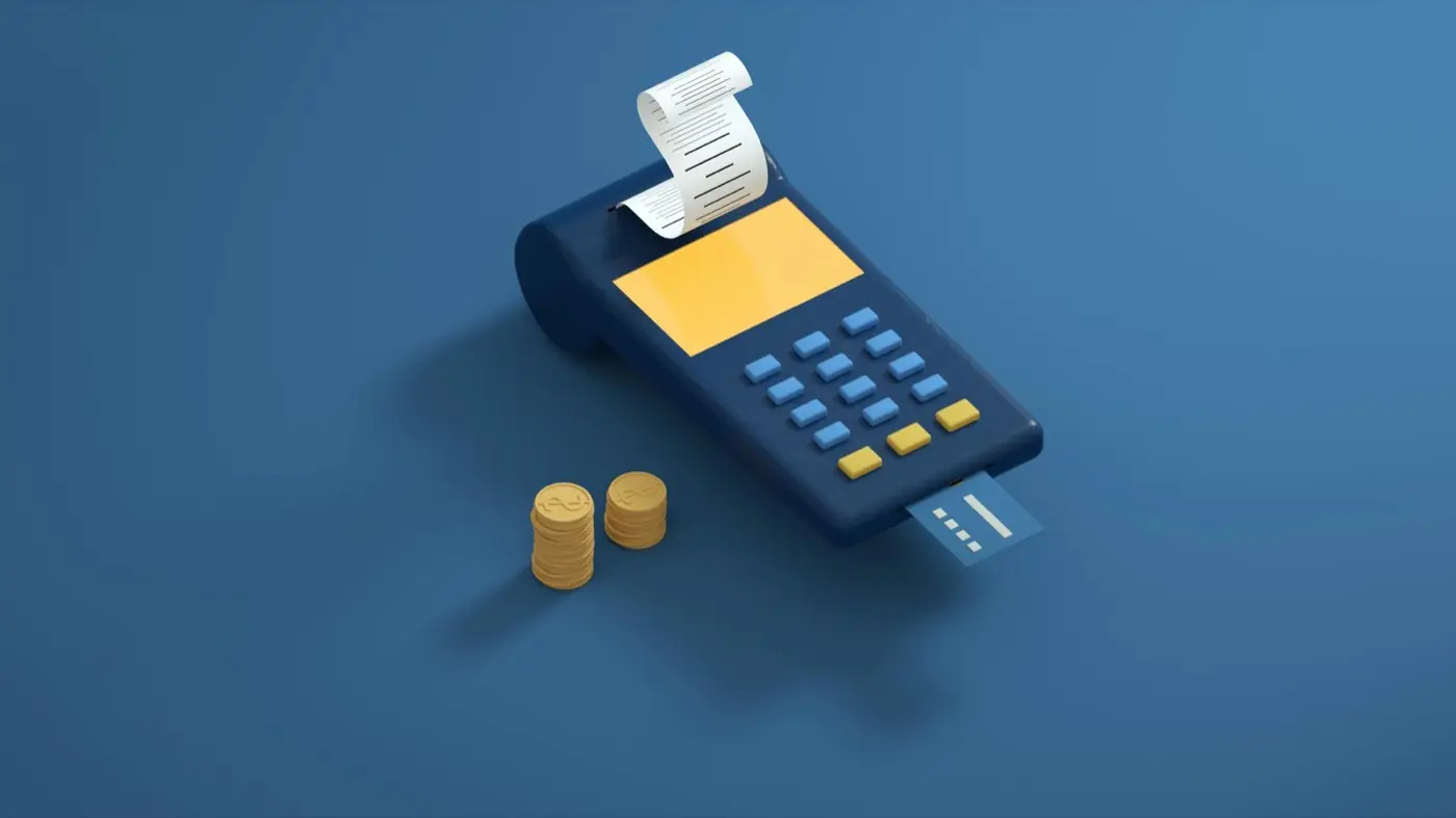 An EFTPOS machine and some coins.