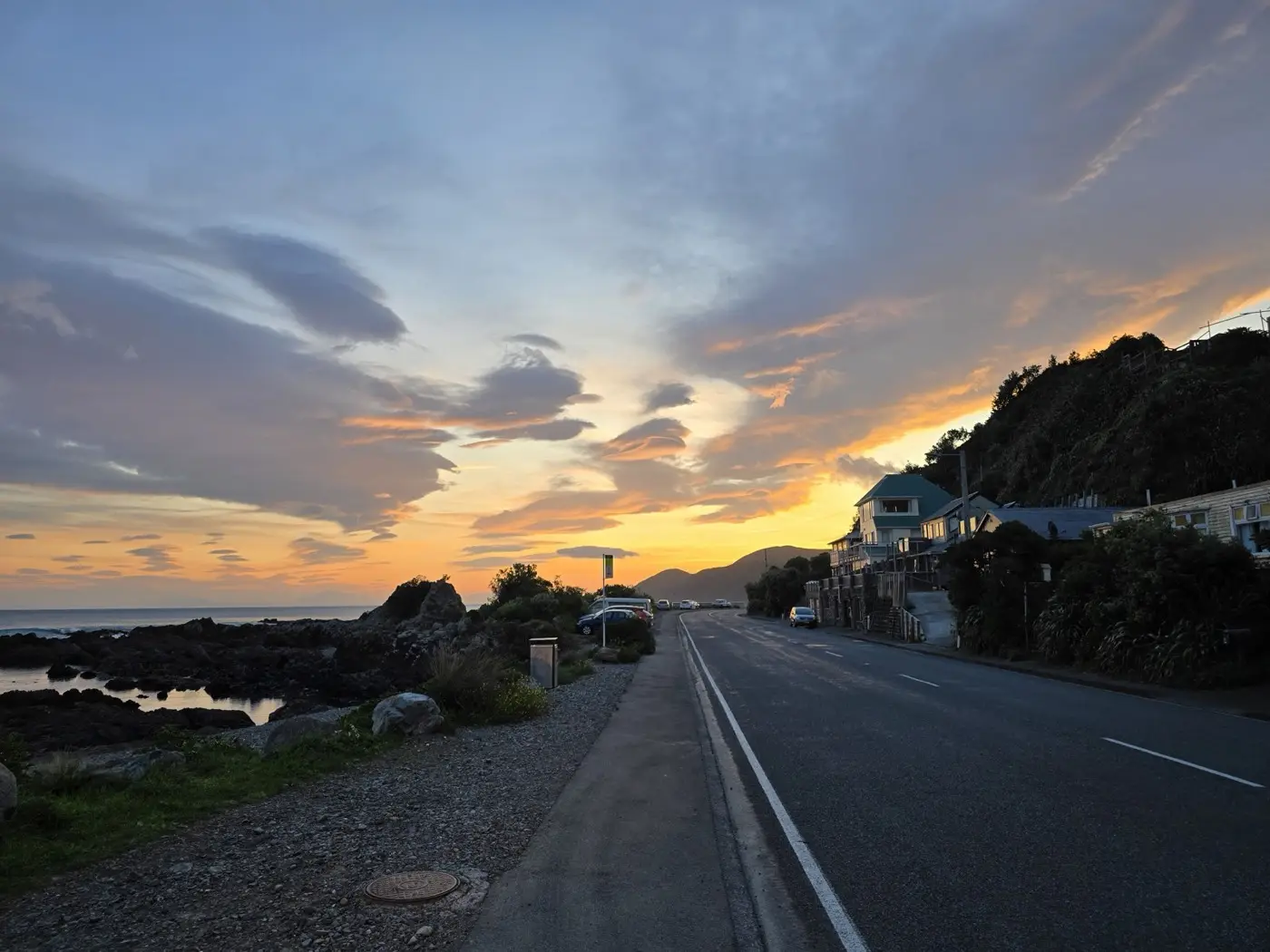 Sunset along the south coast of Wellington.